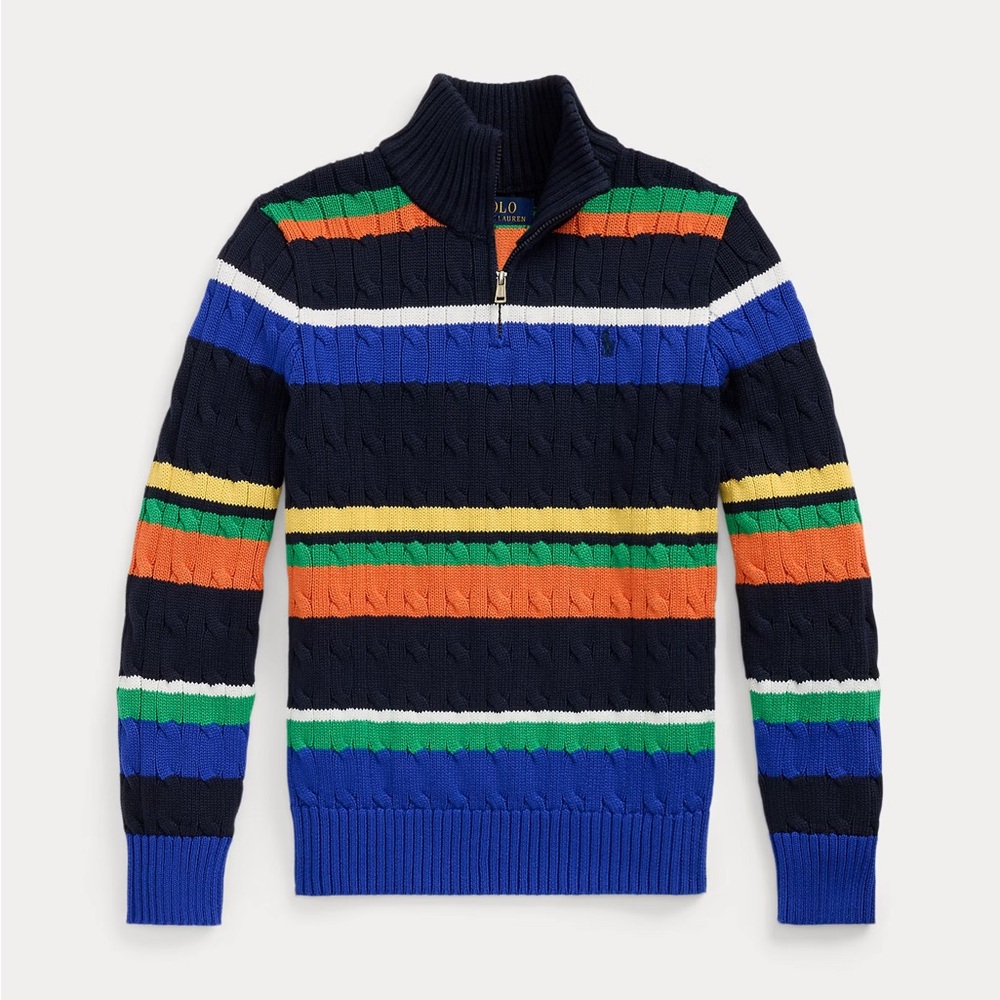 NWT Polo Ralph Lauren Cotton Quarter-Zip Sweater (Big Boy XL, fits like Women M)